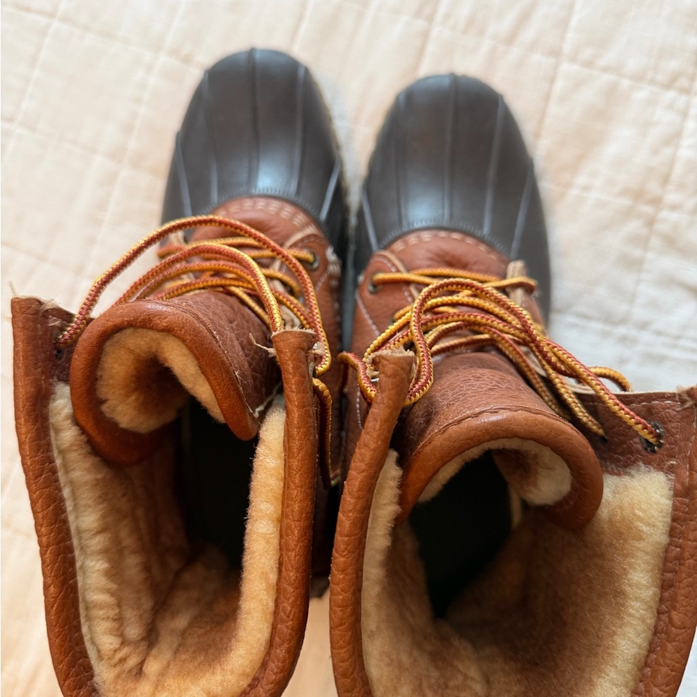 LL bean Insulated Brown Leather & Black Rubber Winter Boots